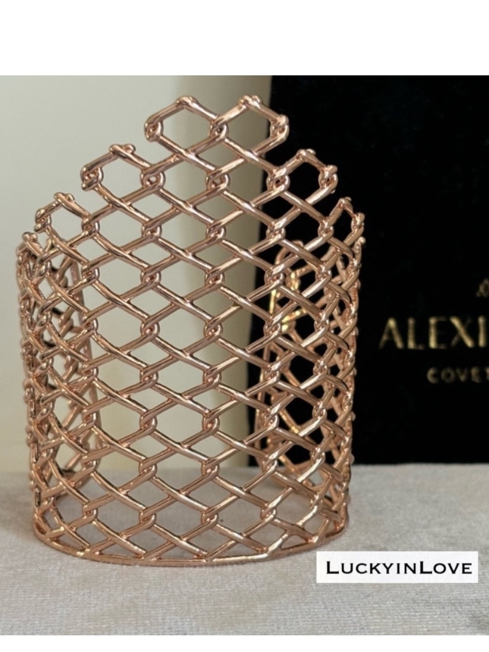 ALEXIS BITTAR • RARE Barbed Chain Link Fence Cuff ROSE GOLD Bracelet